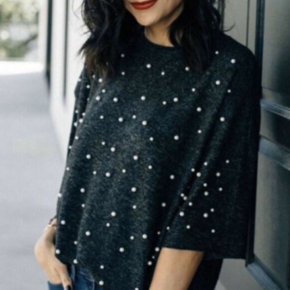 Zara Sweaters - Zara Trafaluc. Soft faux pearl embellished Sweater